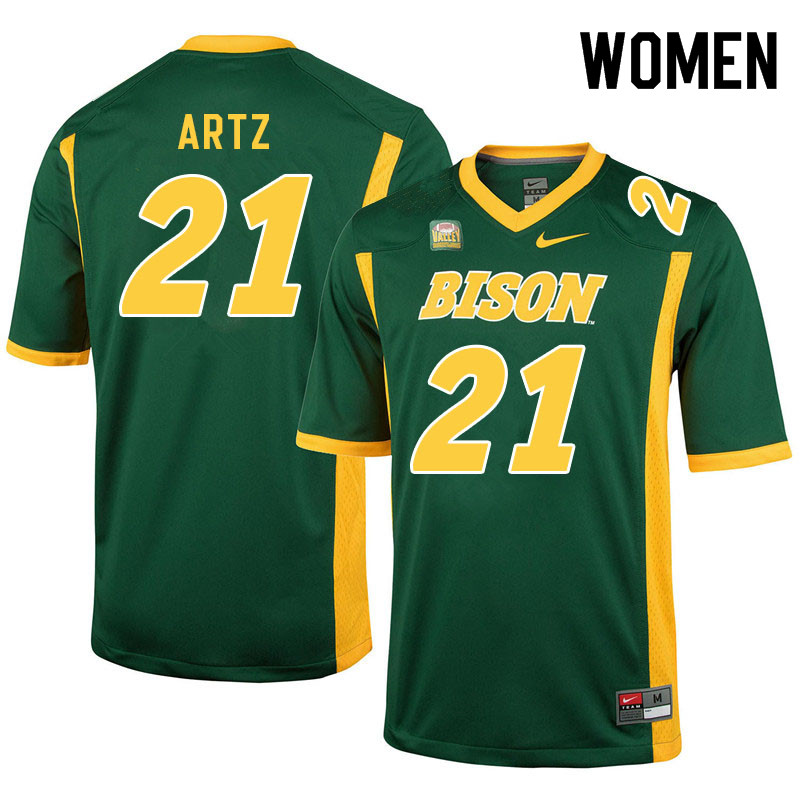 Women #21 Hudson Artz North Dakota State Bison College Football Jerseys Sale-Green